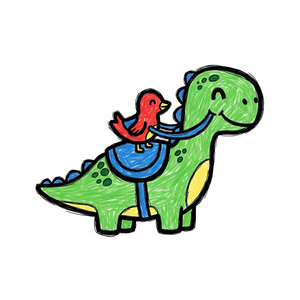 Big Dinosaur Giving a Ride to a Little Creature